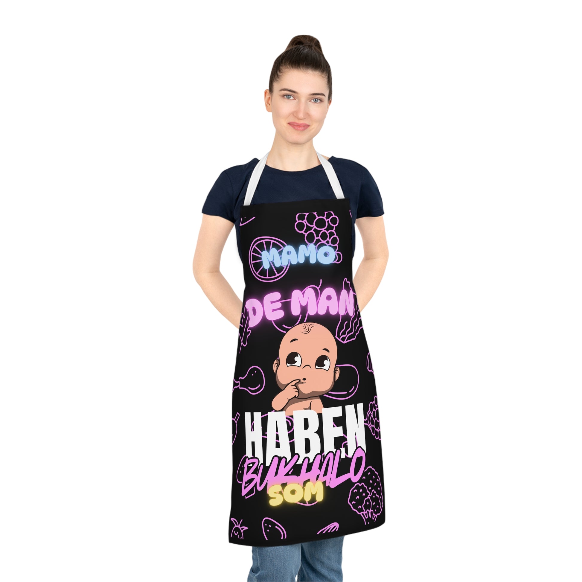 Apron featuring bold  kitchen Armor text with a detailed baby graphic from Szukar Roma.

