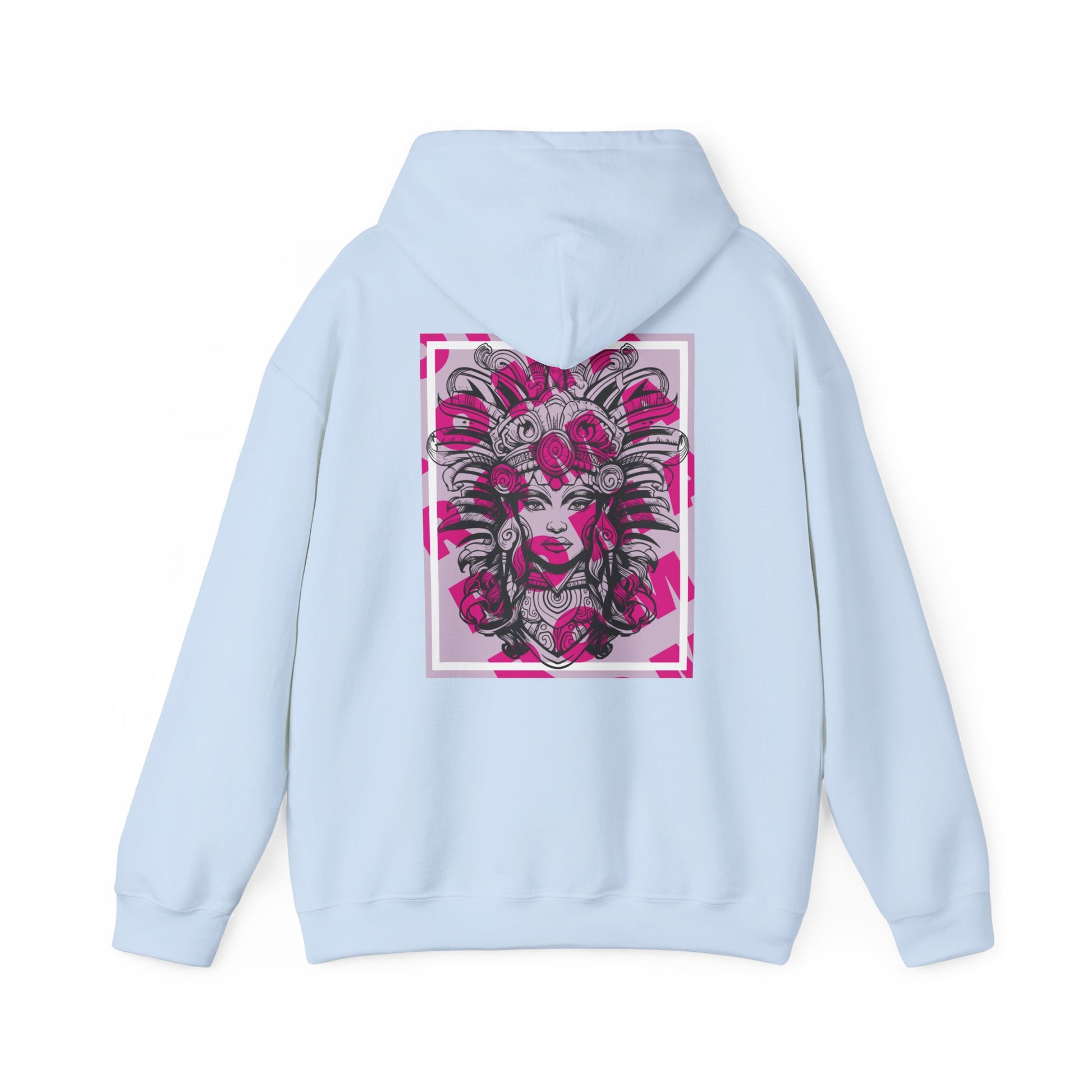 Cozy pullover featuring a close-up image of a girl’s face with expressive eyes and soft shadows.

