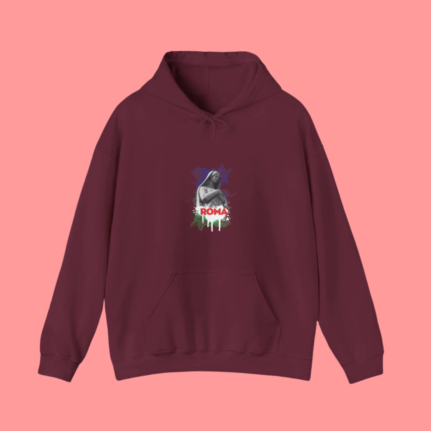 Red front hoodie woman sketch roma design