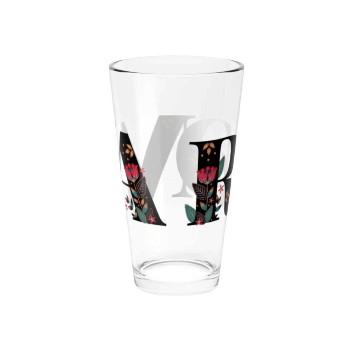 Minimalist drink mixing glass with bold Szukar Roma street-style aesthetic.