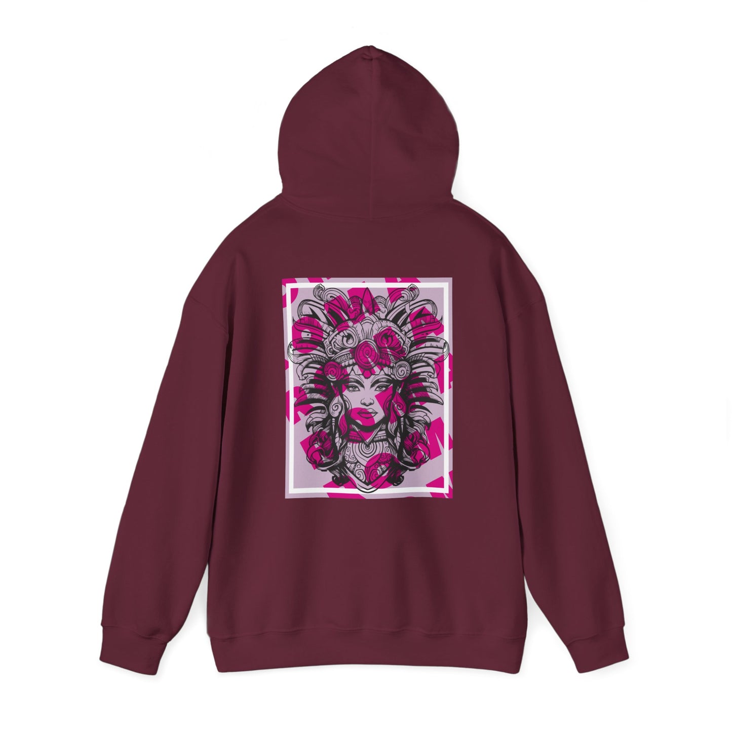 Artistic close-up of a girl’s face on a hoodie, capturing a moment of quiet contemplation.

