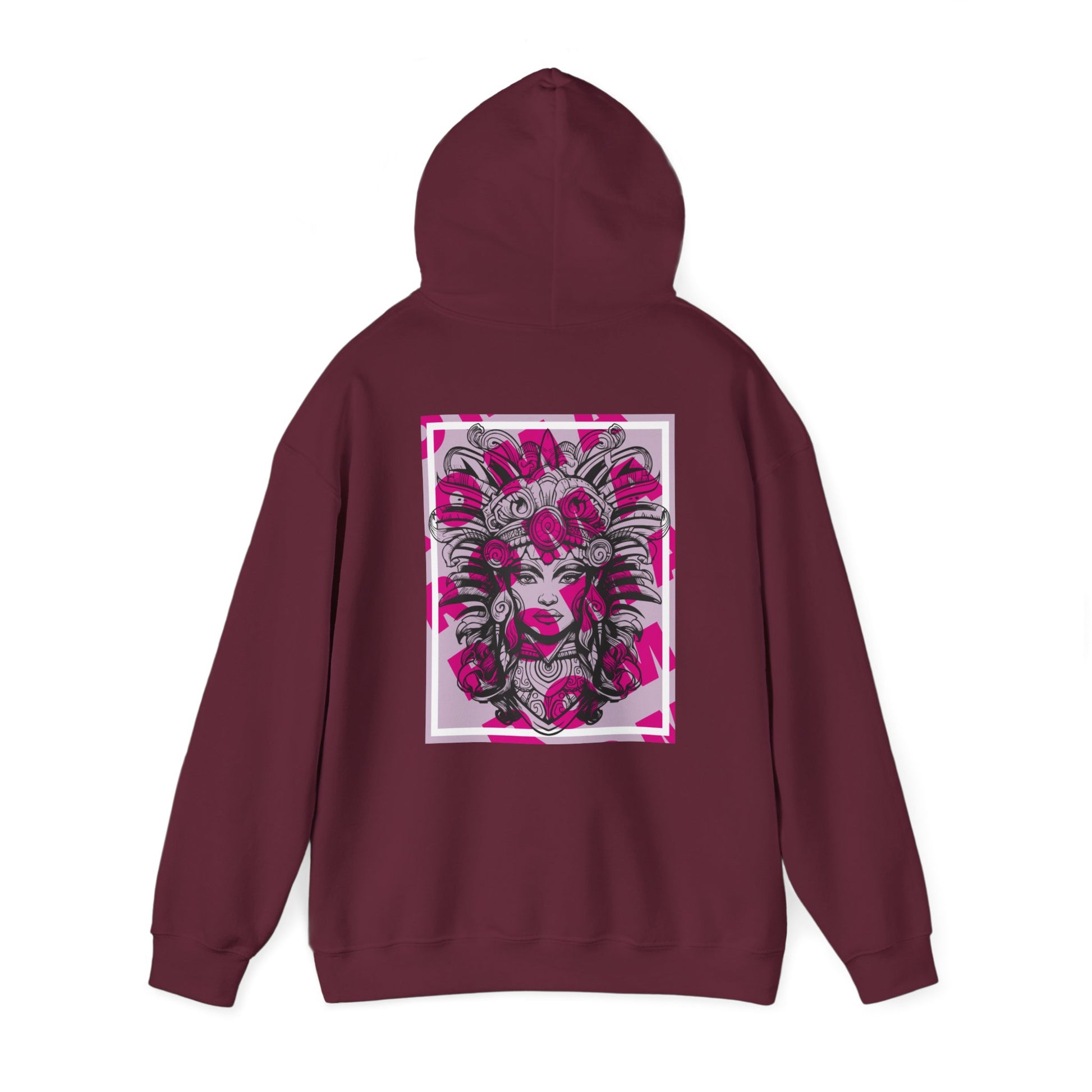 Artistic close-up of a girl’s face on a hoodie, capturing a moment of quiet contemplation.

