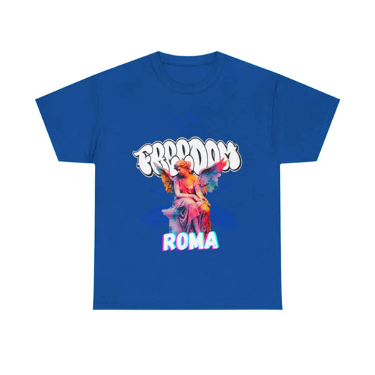blue t-shirt tee front crown freedom angel sketch roma design