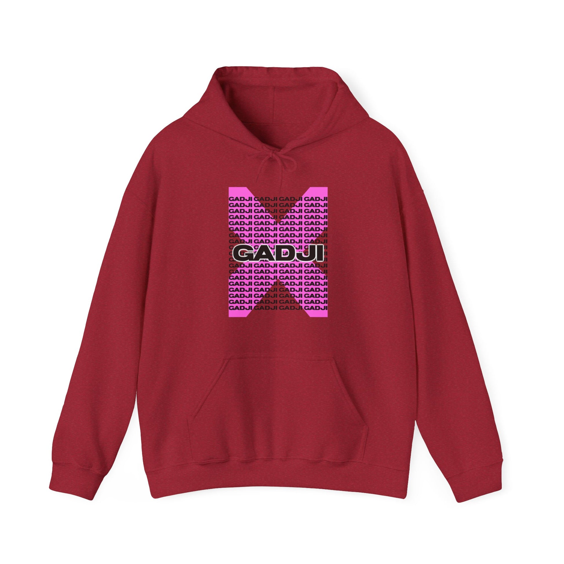 Bold hoodie with front GADJI typography and Roma sketch art