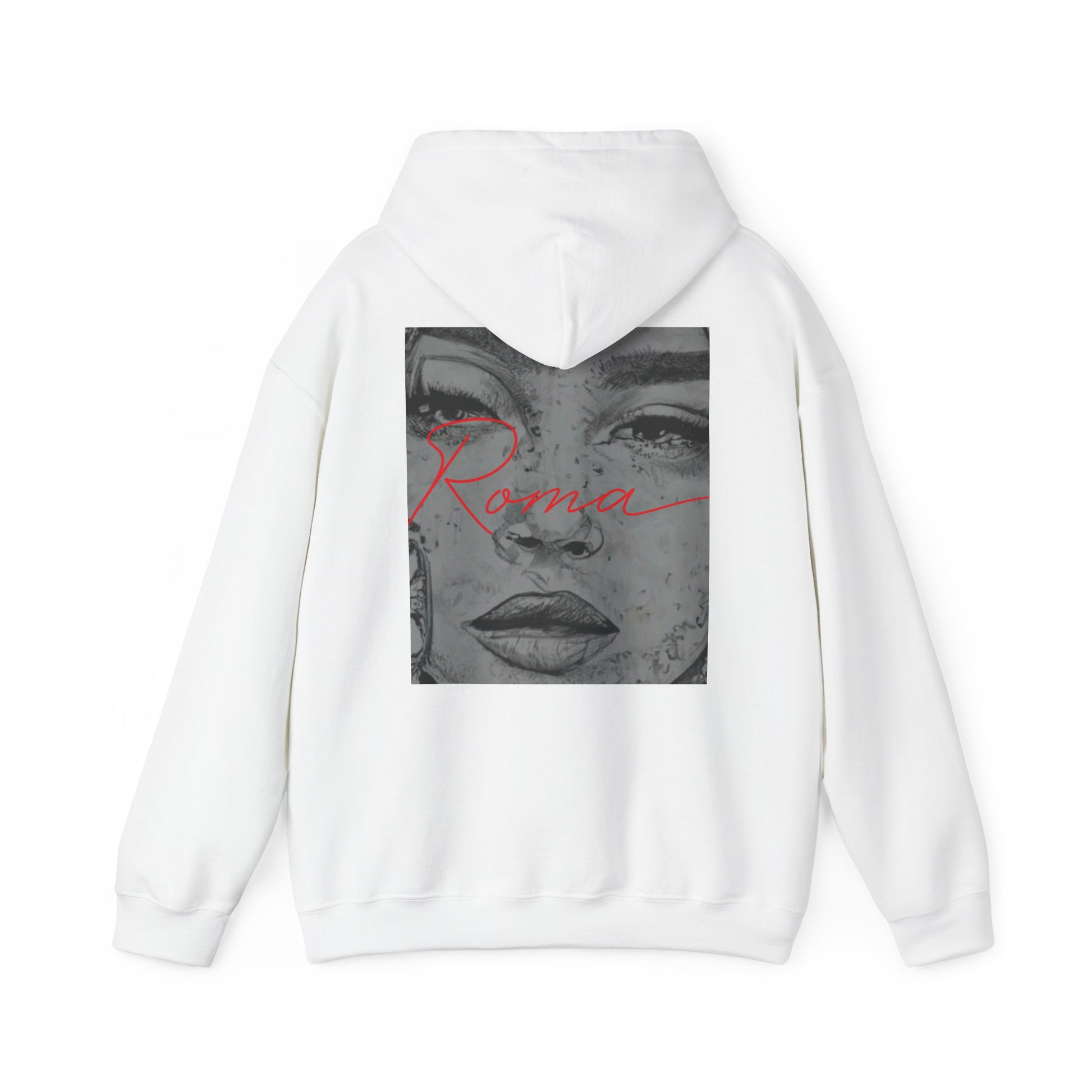 Soft hoodie with an artistic close-up illustration of a girl’s face, highlighting delicate features.

