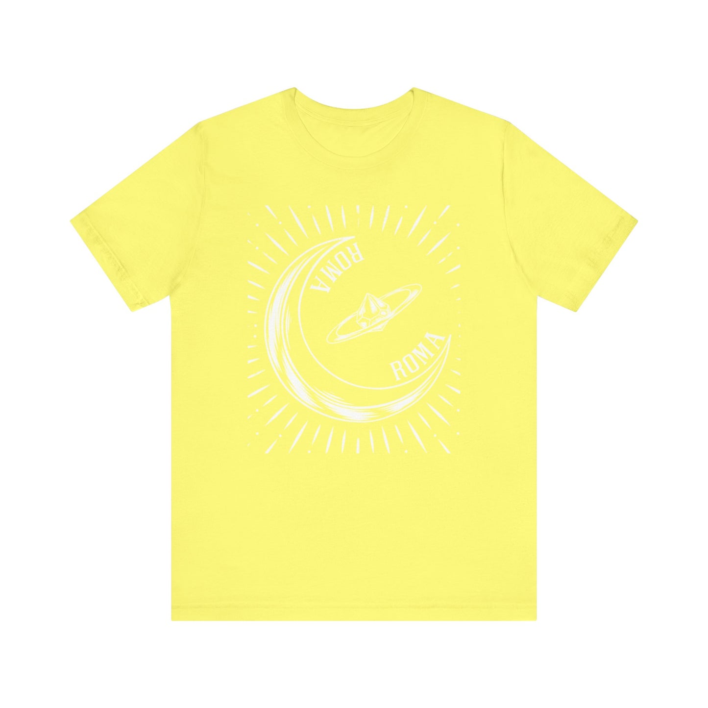 Yellow Roma T-Shirts Green Roma T-Shirts with half moon designs and Roma Text