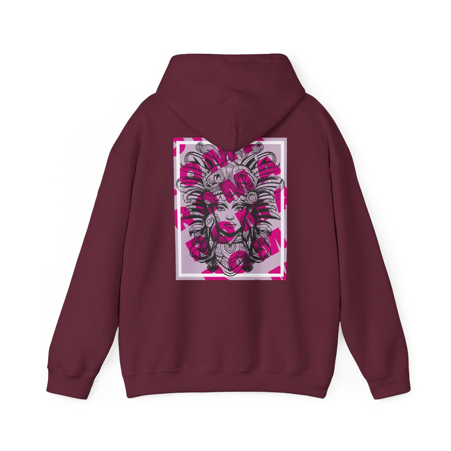 Close-up portrait hoodie design focusing on the girl’s thoughtful gaze and smooth complexion.


