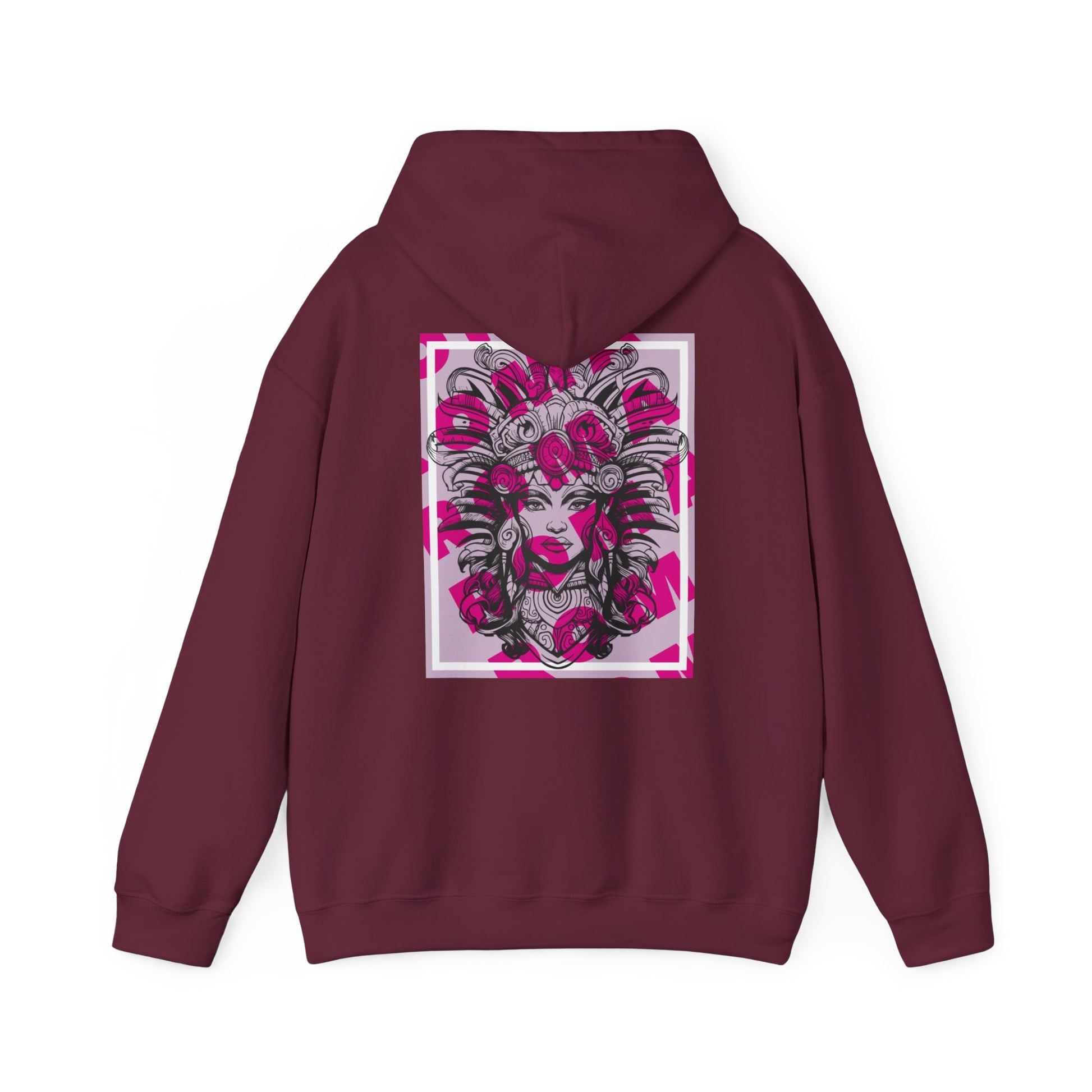 Close-up portrait hoodie design focusing on the girl’s thoughtful gaze and smooth complexion.

