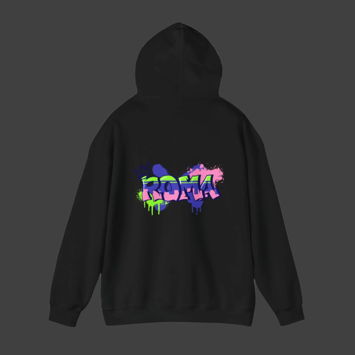 Classic men’s hoodie featuring prominent ROMA lettering — minimal, sleek, and meaningful.