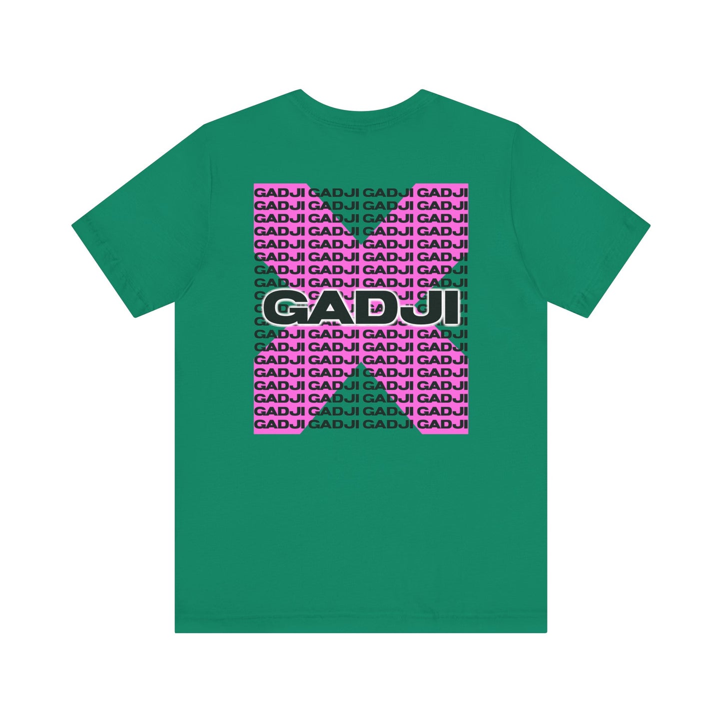 T-shirt featuring GADJI lettering with a cracked marble texture, giving a weathered Roman look.