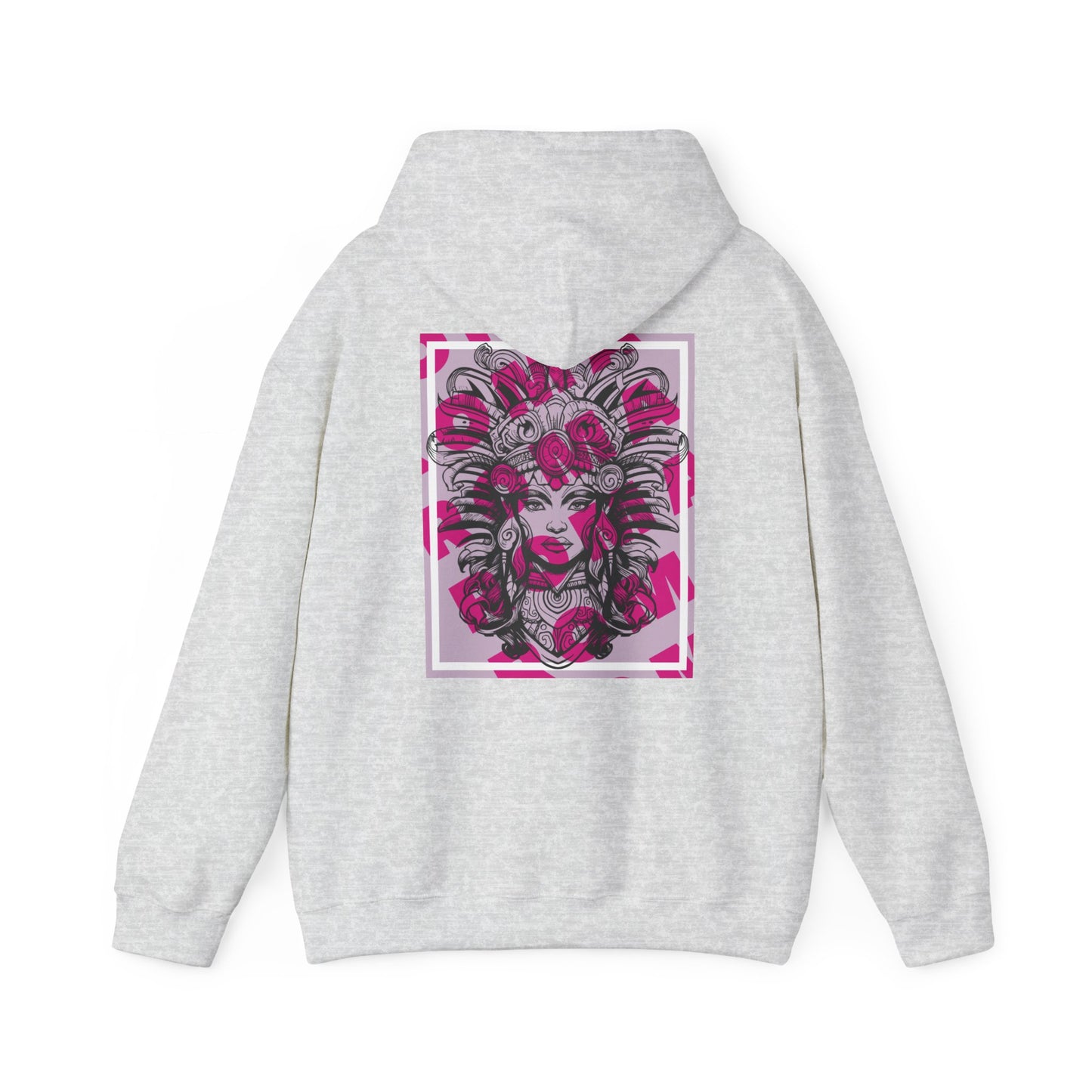 Hoodie design featuring the close-up face of a girl with a calm and captivating gaze.

