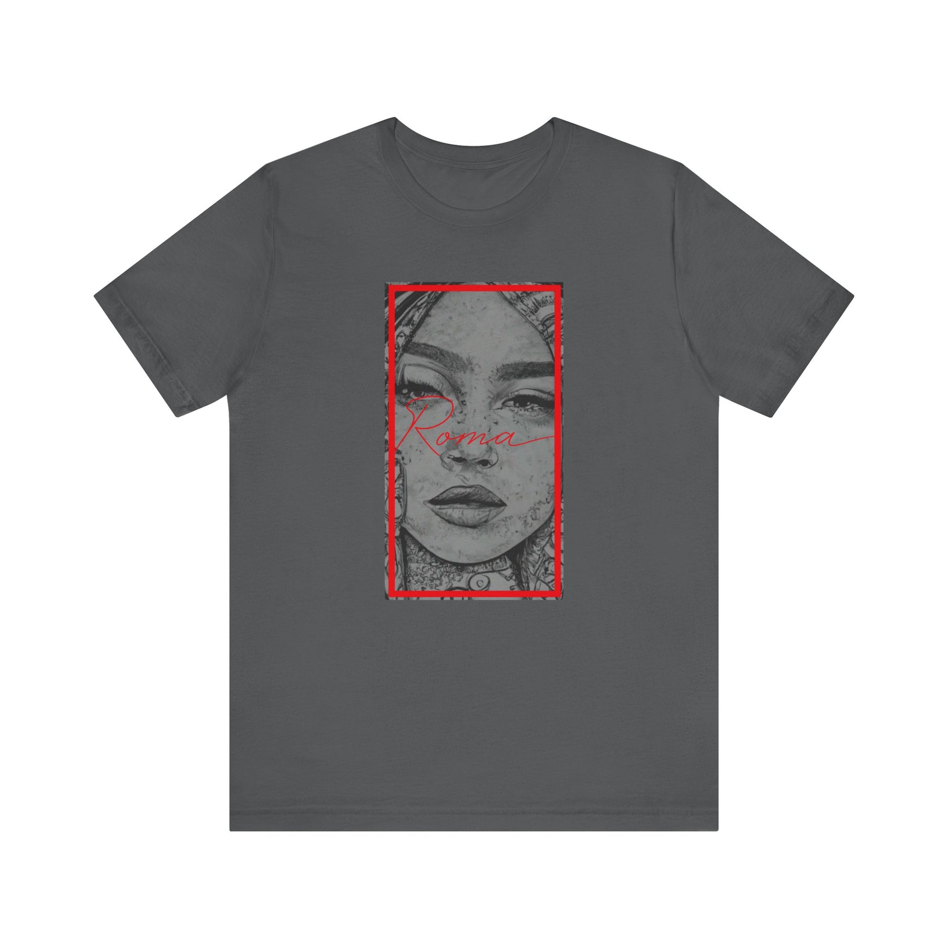 Short sleeve shirt with distressed GADJO text wrapped in barbed wire illustration.