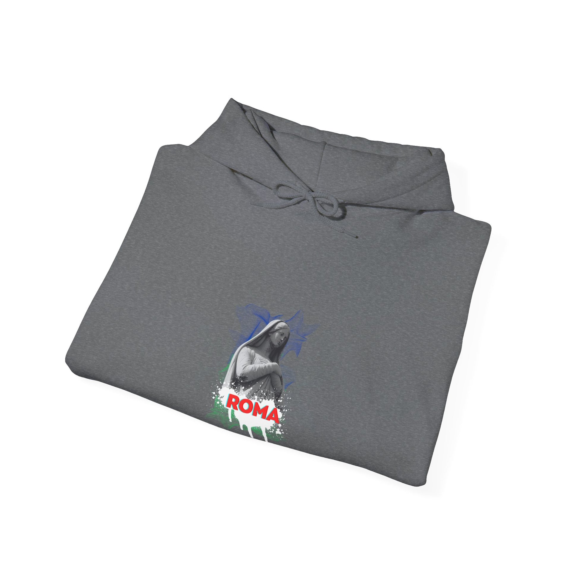 gray  folded hoodie roma design