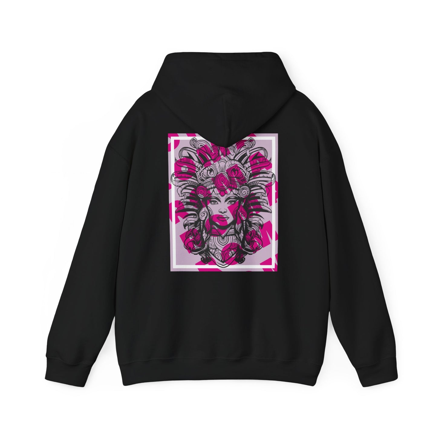 Hoodie displaying a close-up image of a girl’s face with warm hues and soft contrast.

