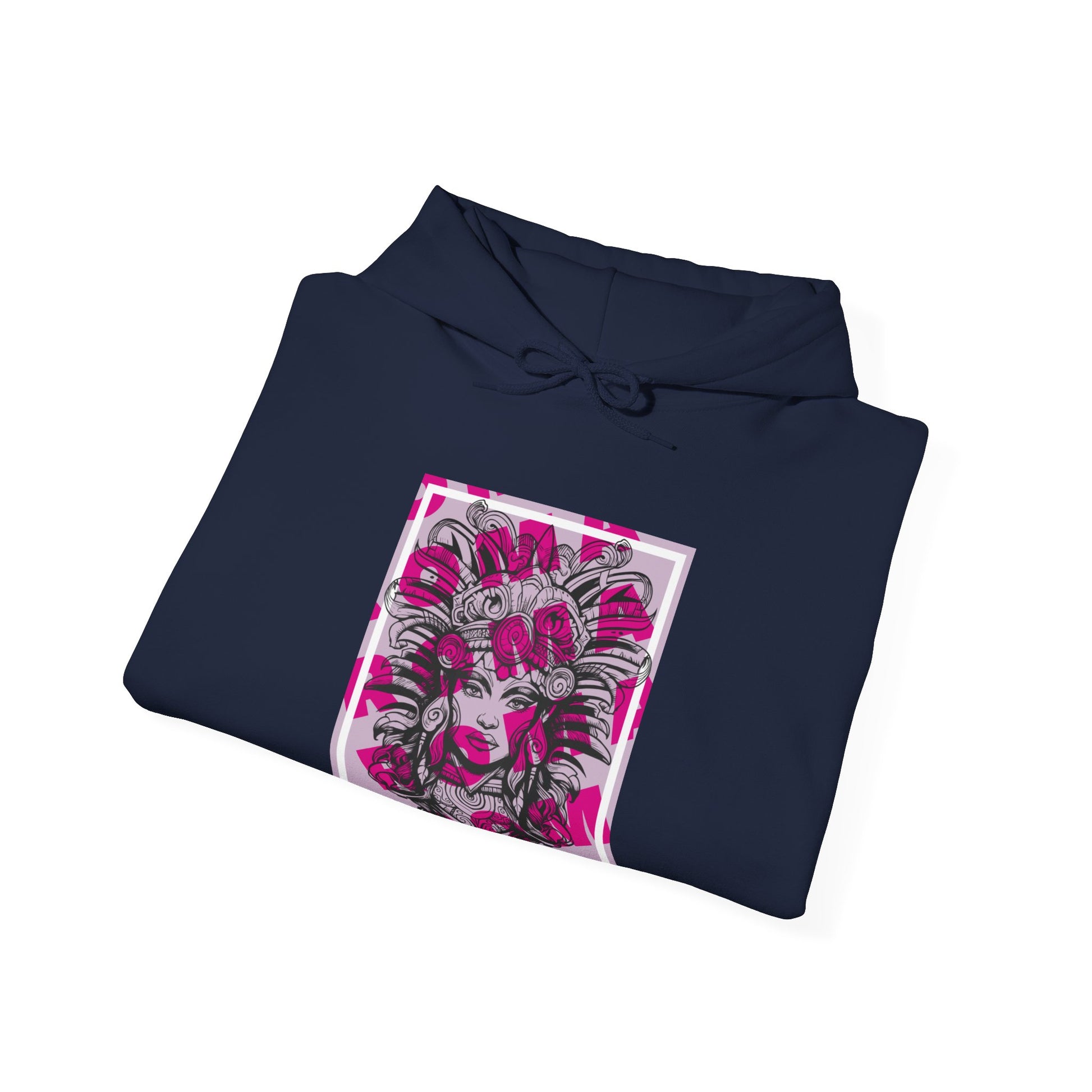 Pullover hoodie adorned with an artistic close-up of a girl’s face blending realism and graphic style.

