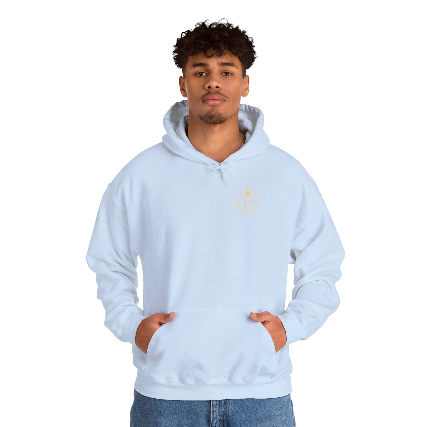 Street fashion hoodie designed with a bold crowned R inside a sleek circular border with SZUKAR ROMA.

