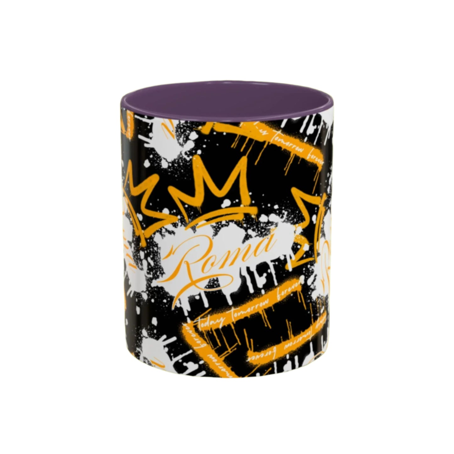 Modern mug displaying ROMA text with a sleek, minimalist typeface.
