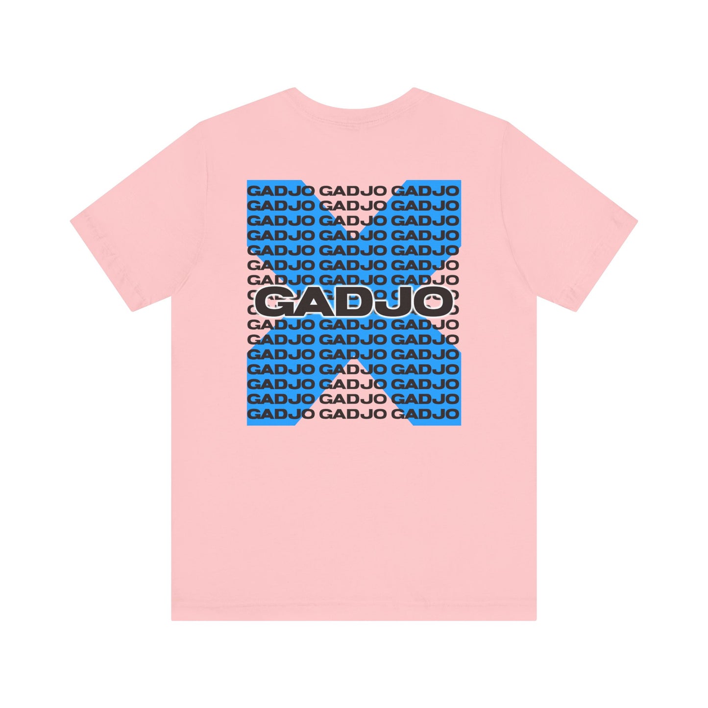 Streetwear-style tee with graffiti-sprayed GADJO text splattered across the chest.