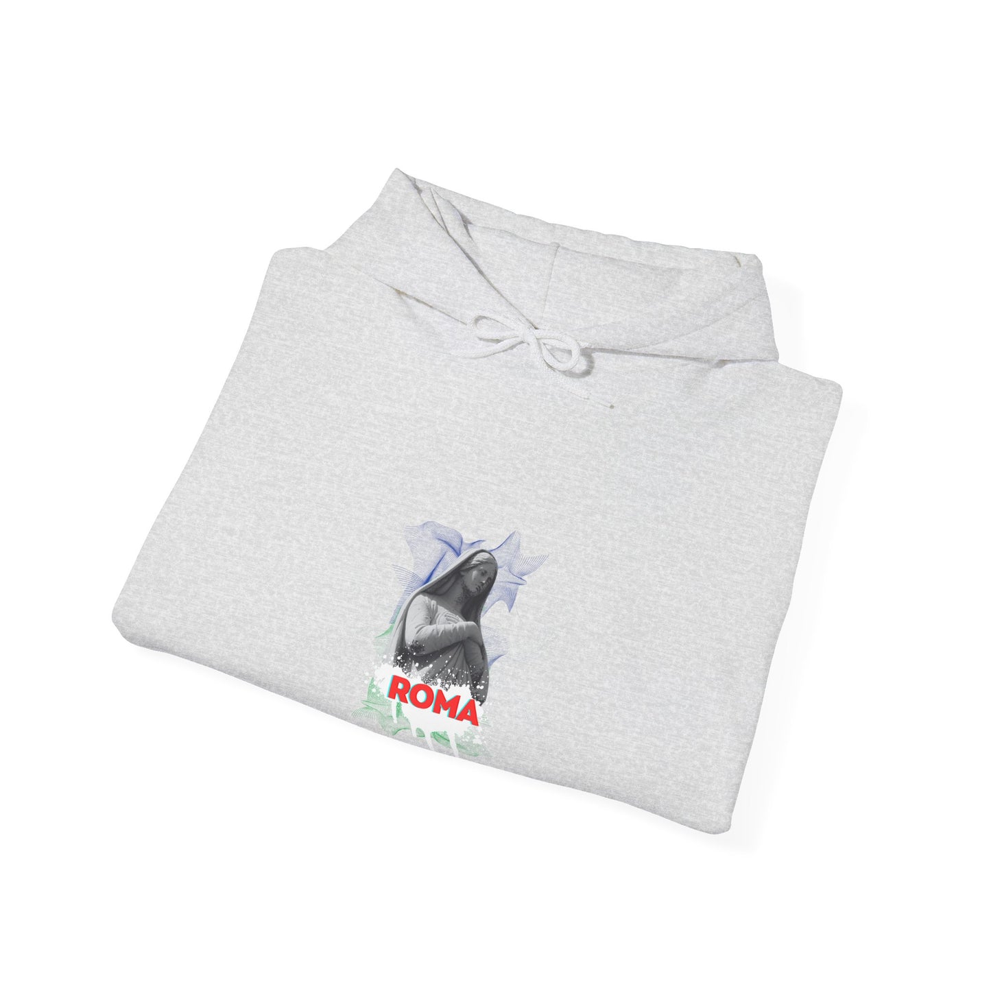 light gray folded hoodie roma design