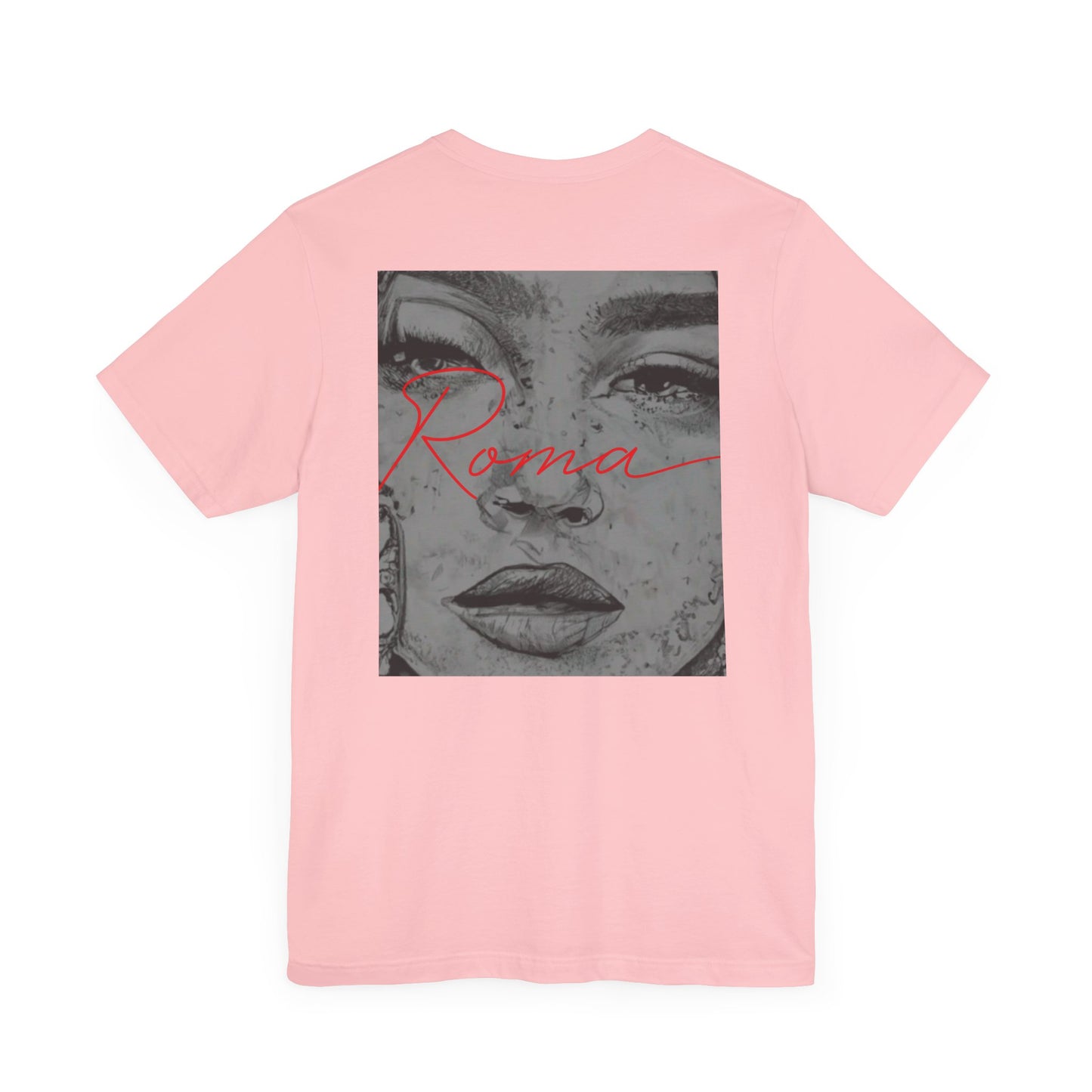 Stylish tee featuring a classic Roma statue silhouette, overlayed by 'ATTENTION' text in the background and 'Roma' text below.