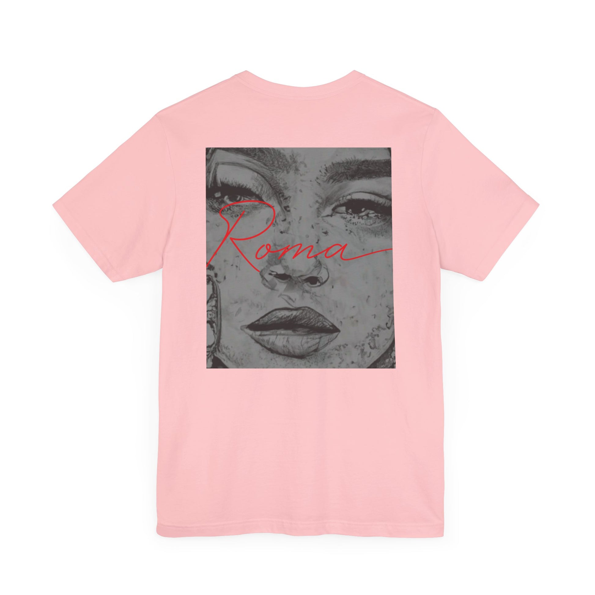 Stylish tee featuring a classic Roma statue silhouette, overlayed by 'ATTENTION' text in the background and 'Roma' text below.
