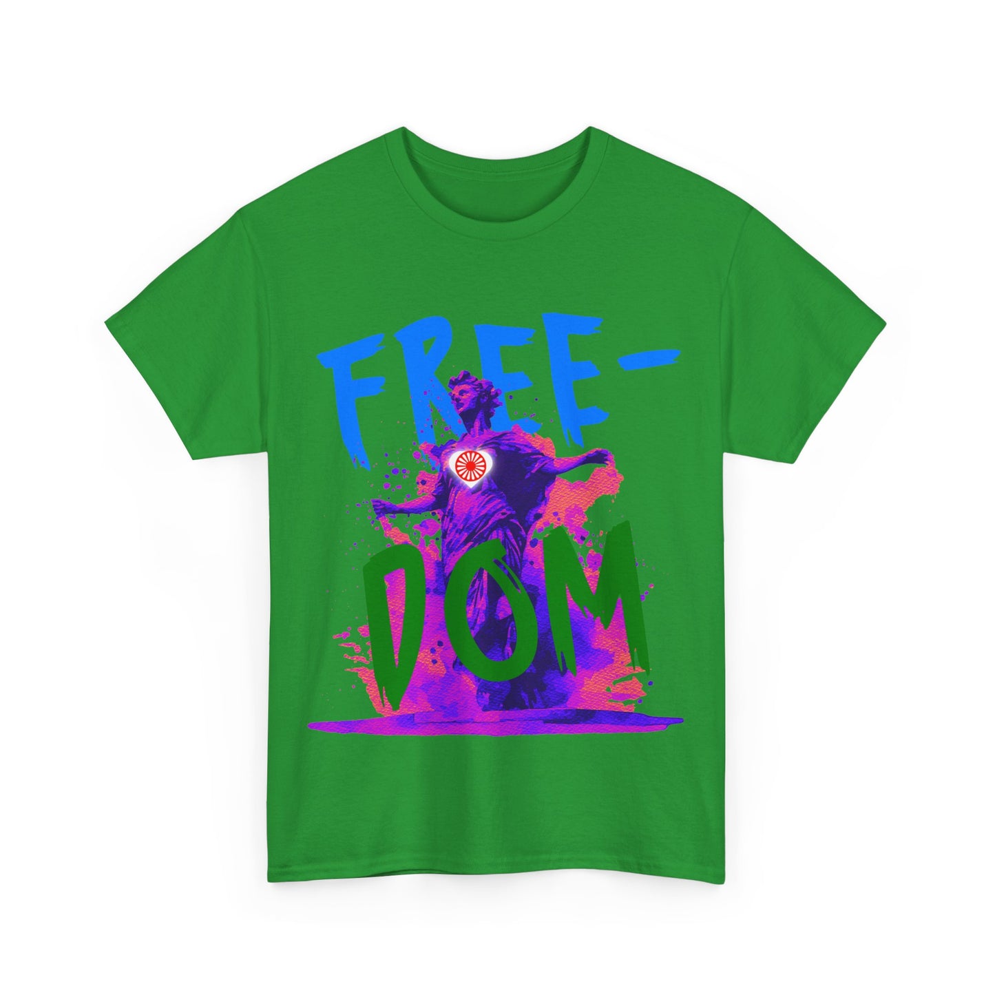 Graphic t-shirt featuring a statue motif complemented by large “FREEDOM” text below.