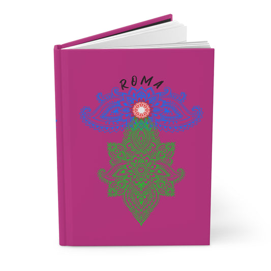 Roma-inspired journal in pastel pink with minimalistic sand-toned illustrations.