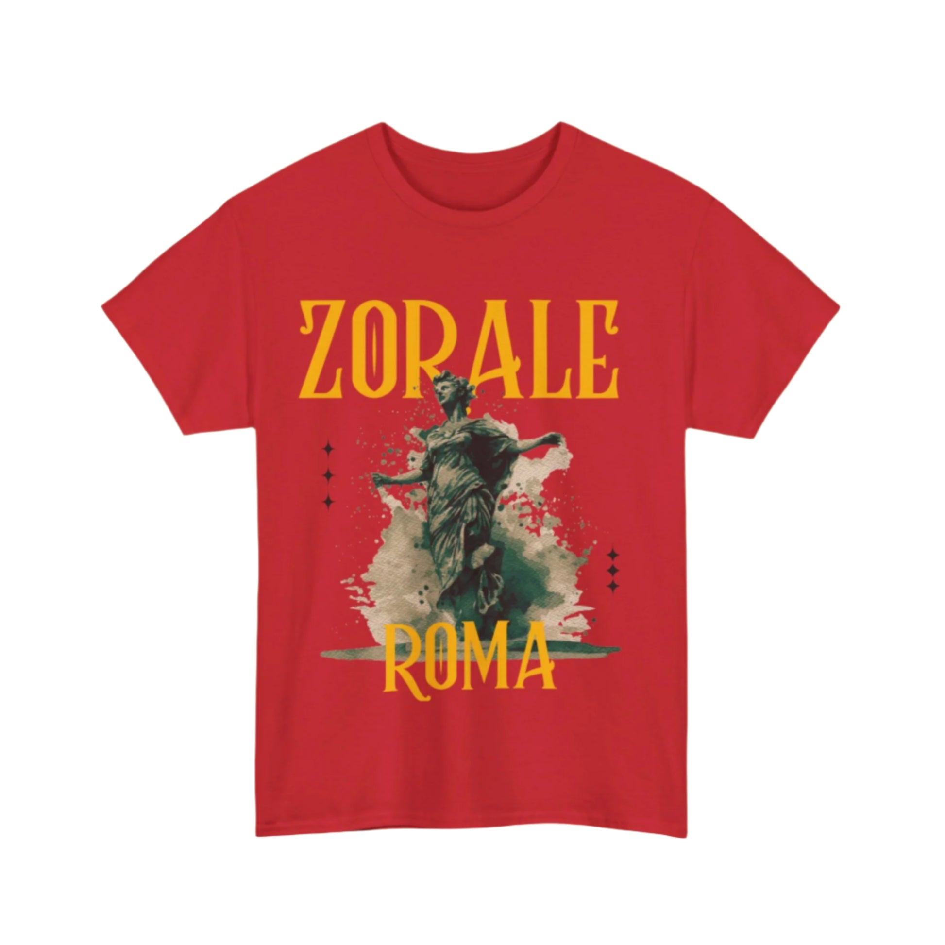 Bold front-print T-shirt by Szukar Roma with Roman statue image and ZORALE logo

