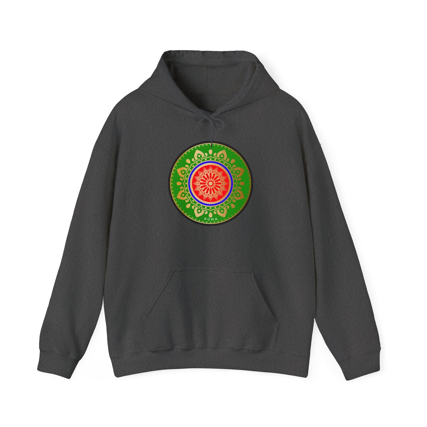 Hoodie with contemporary Roma sketch and streetwear feel