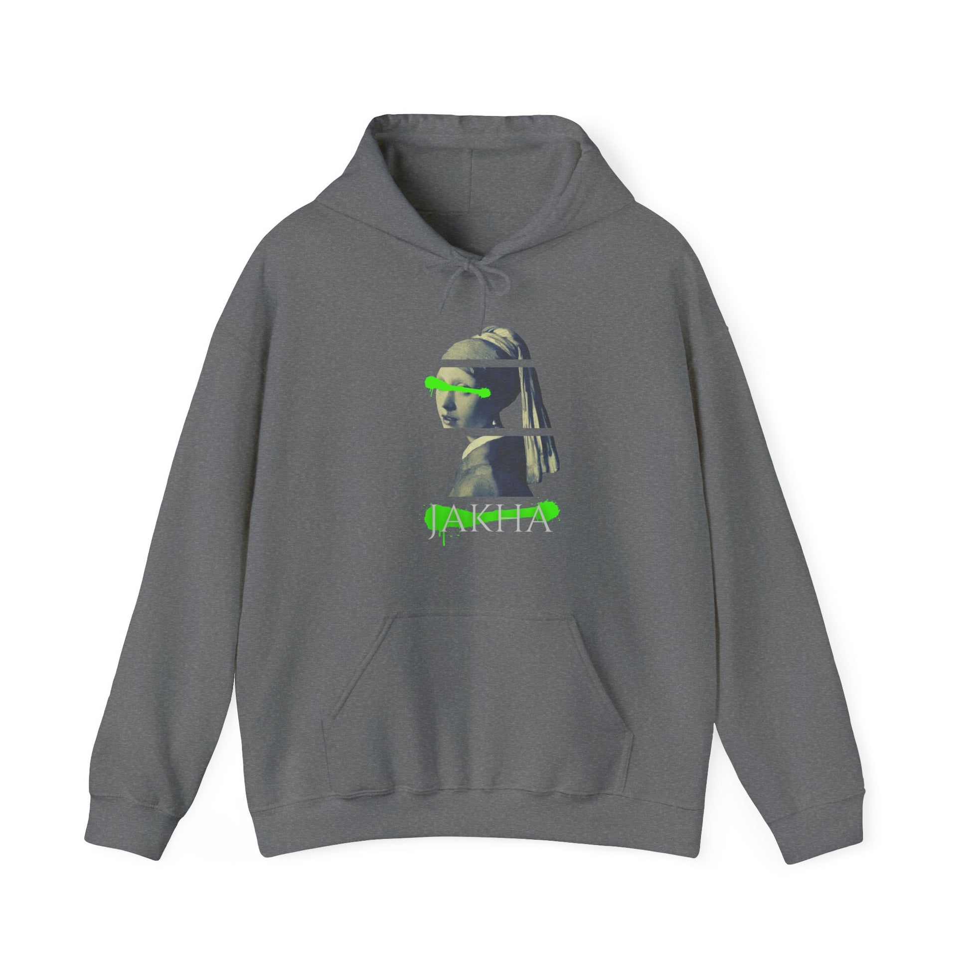 Graphic hoodie with a stylized depiction of a Roma girl, designed to evoke emotion and cultural pride.