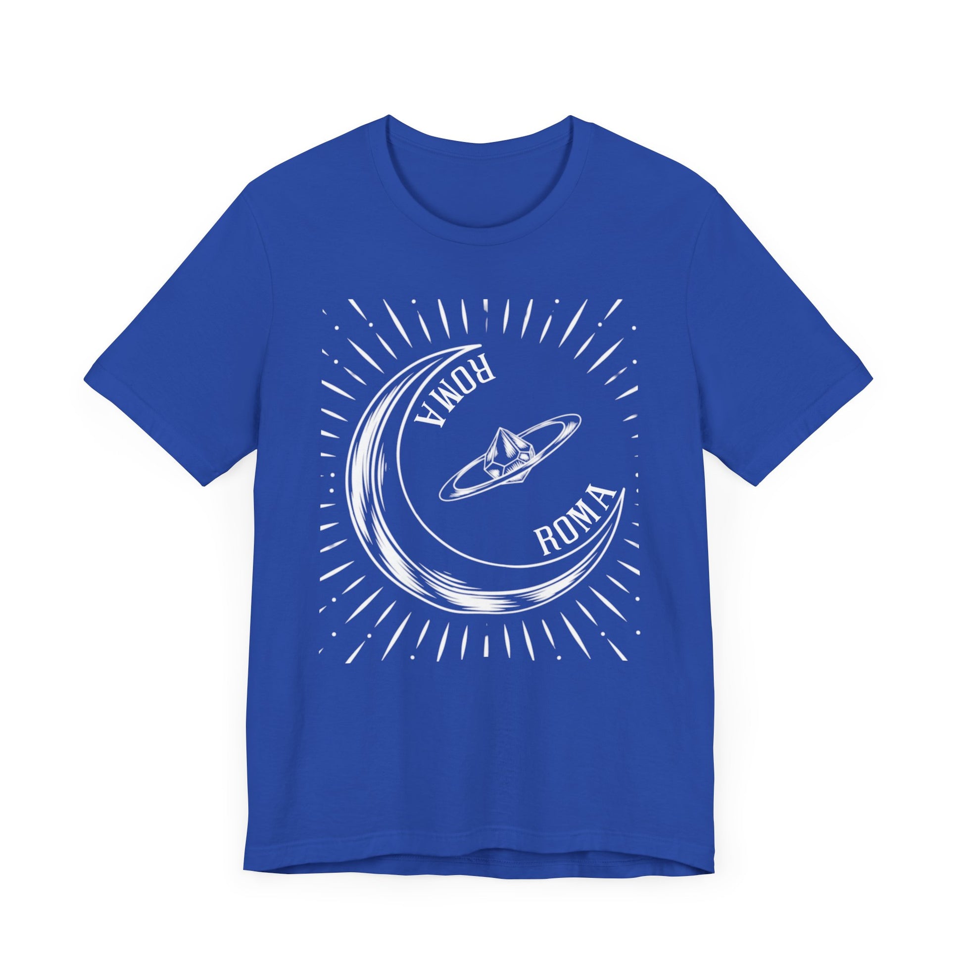 Mystical moon-themed ROMA tee with celestial design on a soft cotton fabric