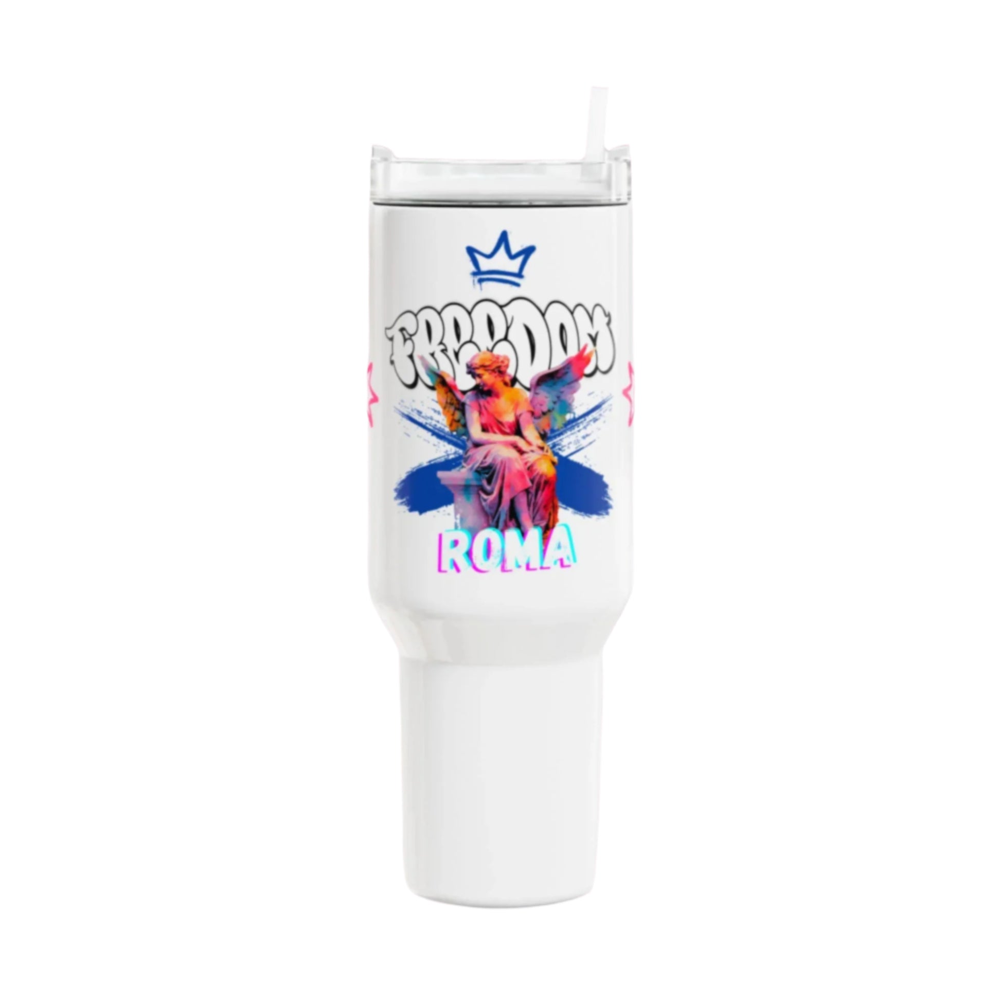 Compact tumbler featuring a bold color and ergonomic design for everyday use.