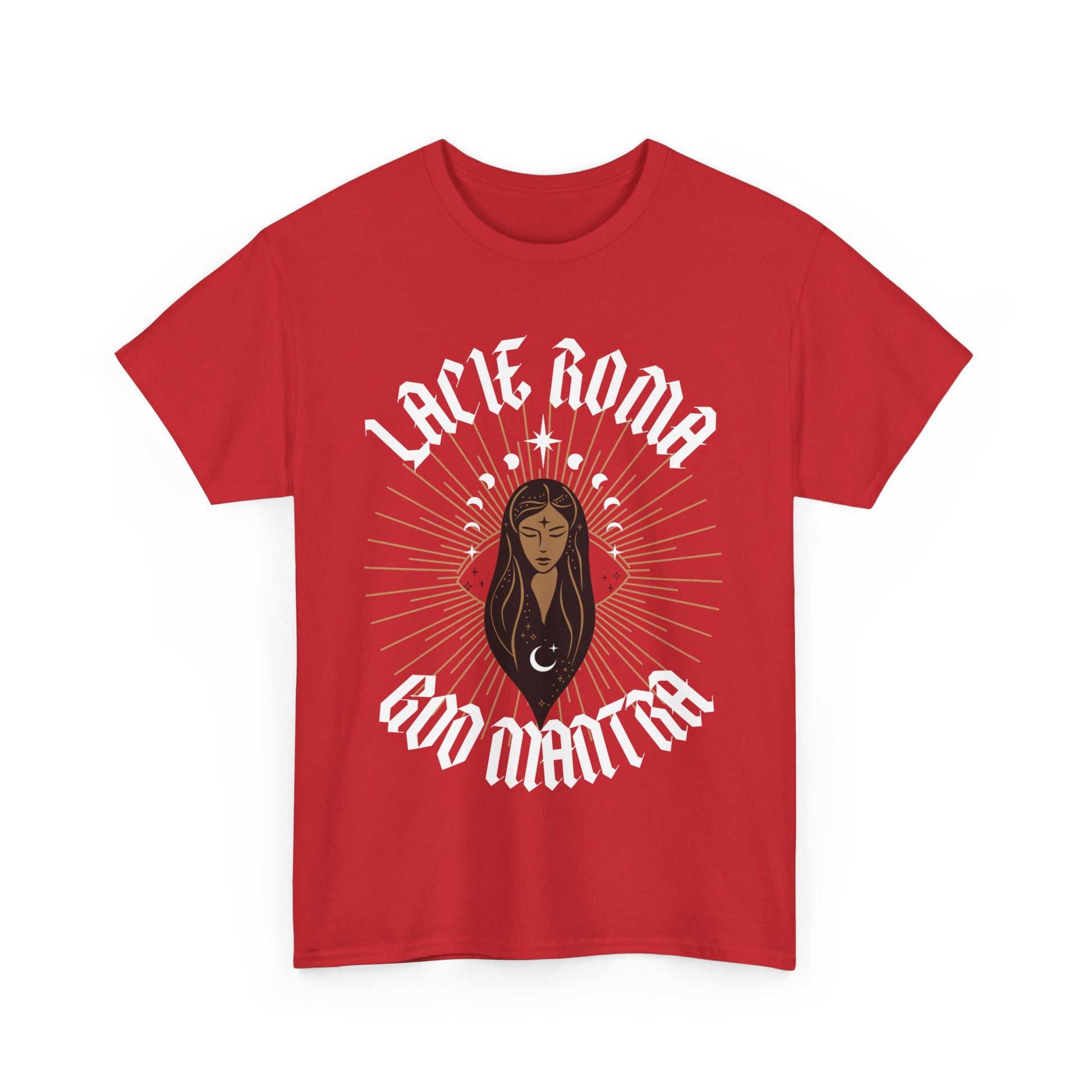 Short sleeve t-shirt featuring bold ROMA text beneath an illustrated Roman goddess in soft sketch lines.