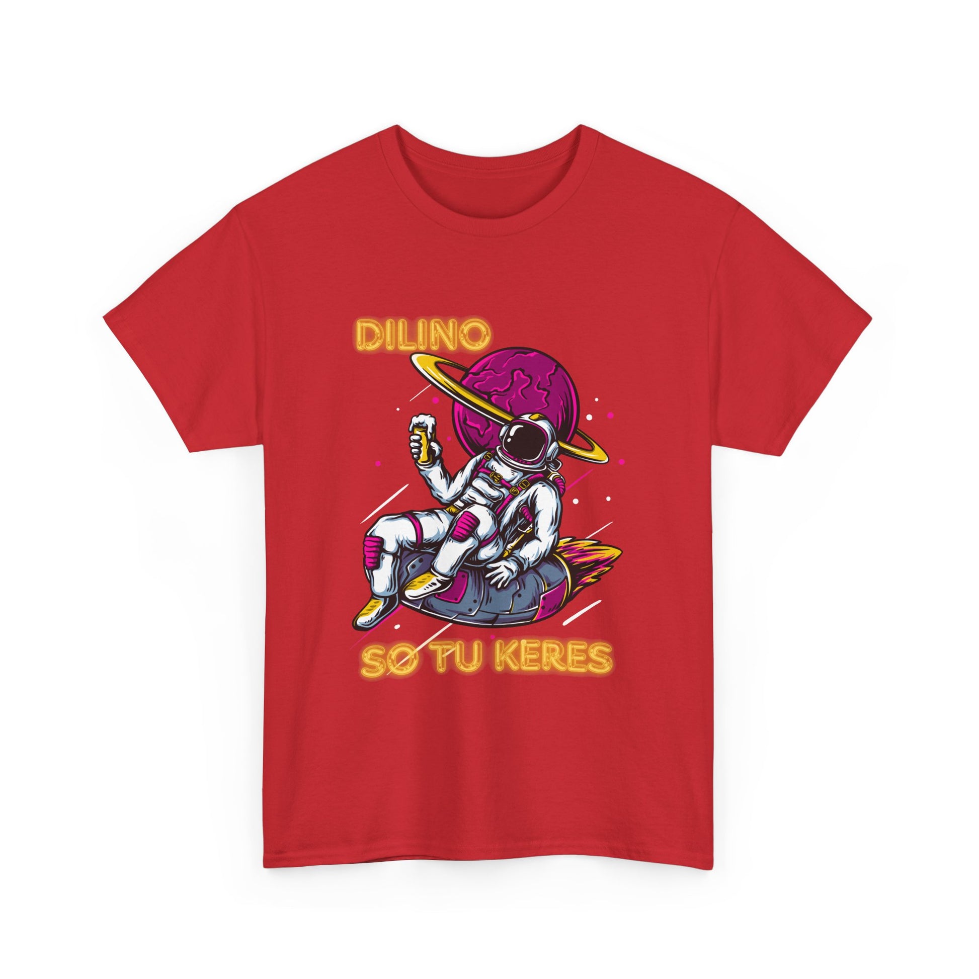 Short sleeve t-shirt featuring bold ‘DILINO’ text with nastrabnout graphic and ‘SO TU KERES’ below.