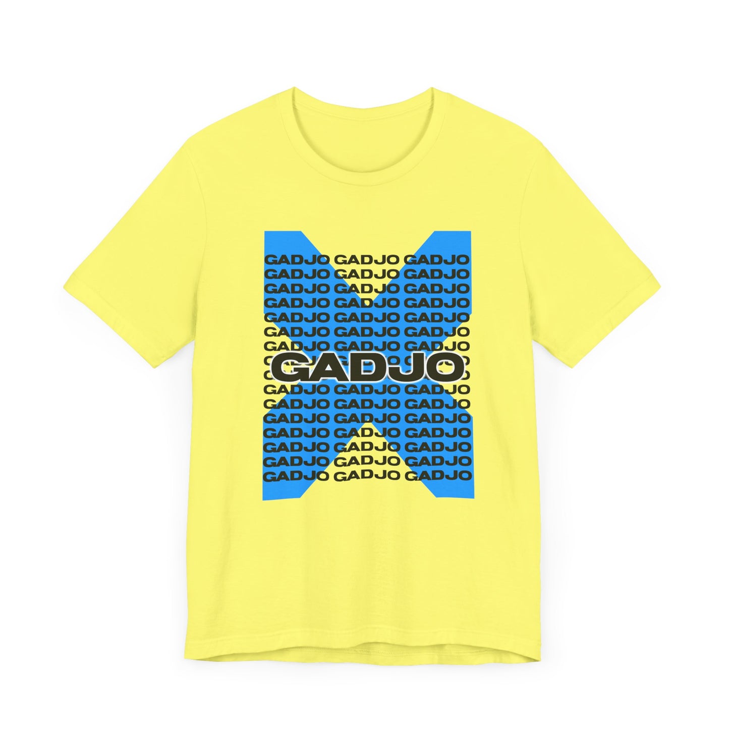Short sleeve shirt with GADJO text designed like a street sign graphic.