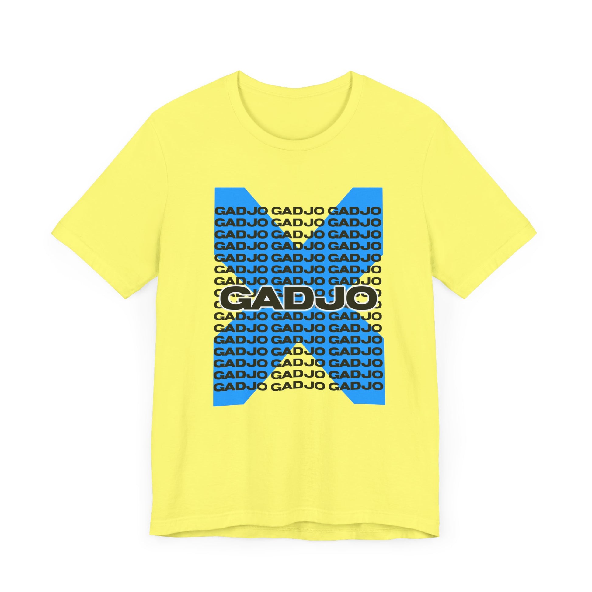 Short sleeve shirt with GADJO text designed like a street sign graphic.