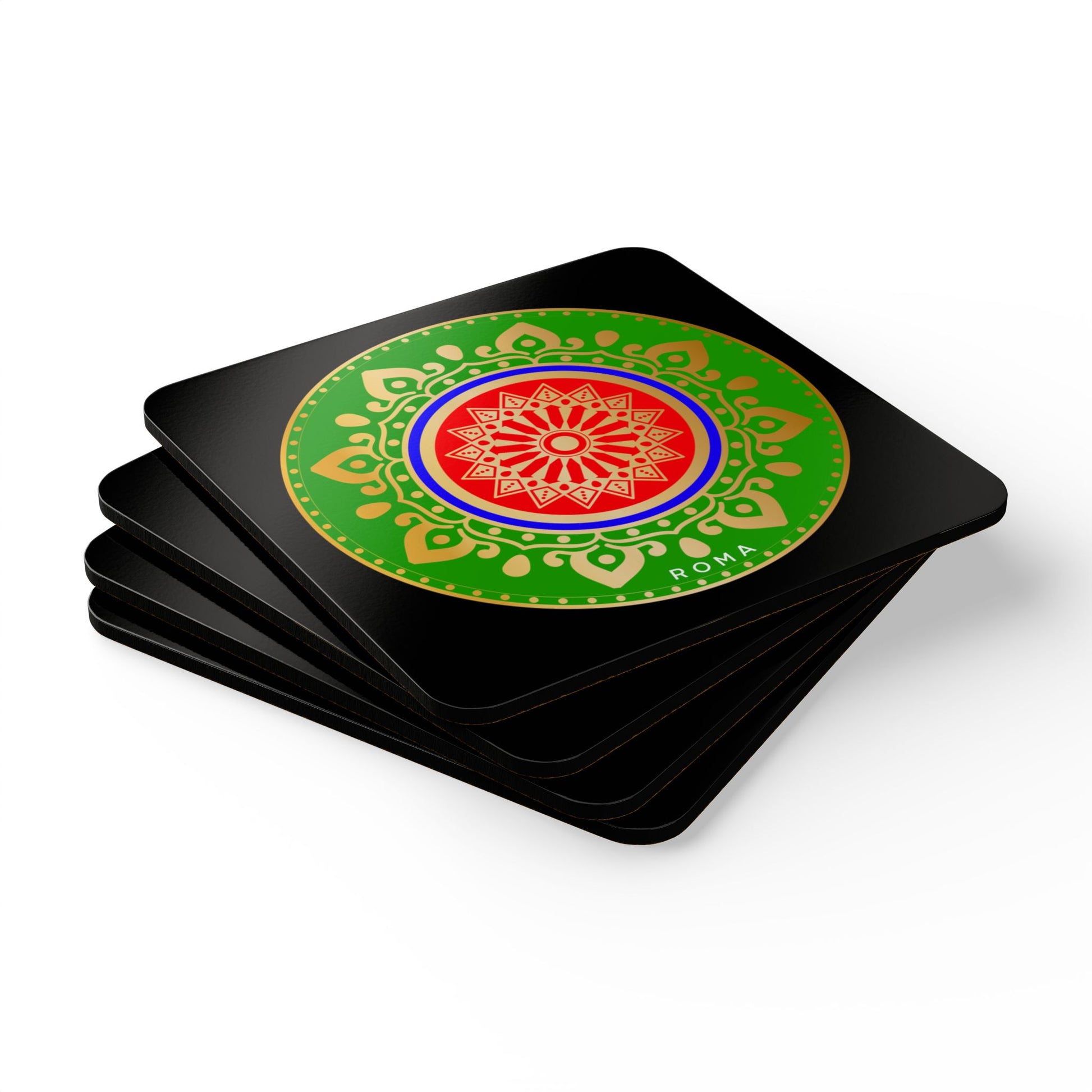 Black coaster set from szukar roma sketch  and circle design