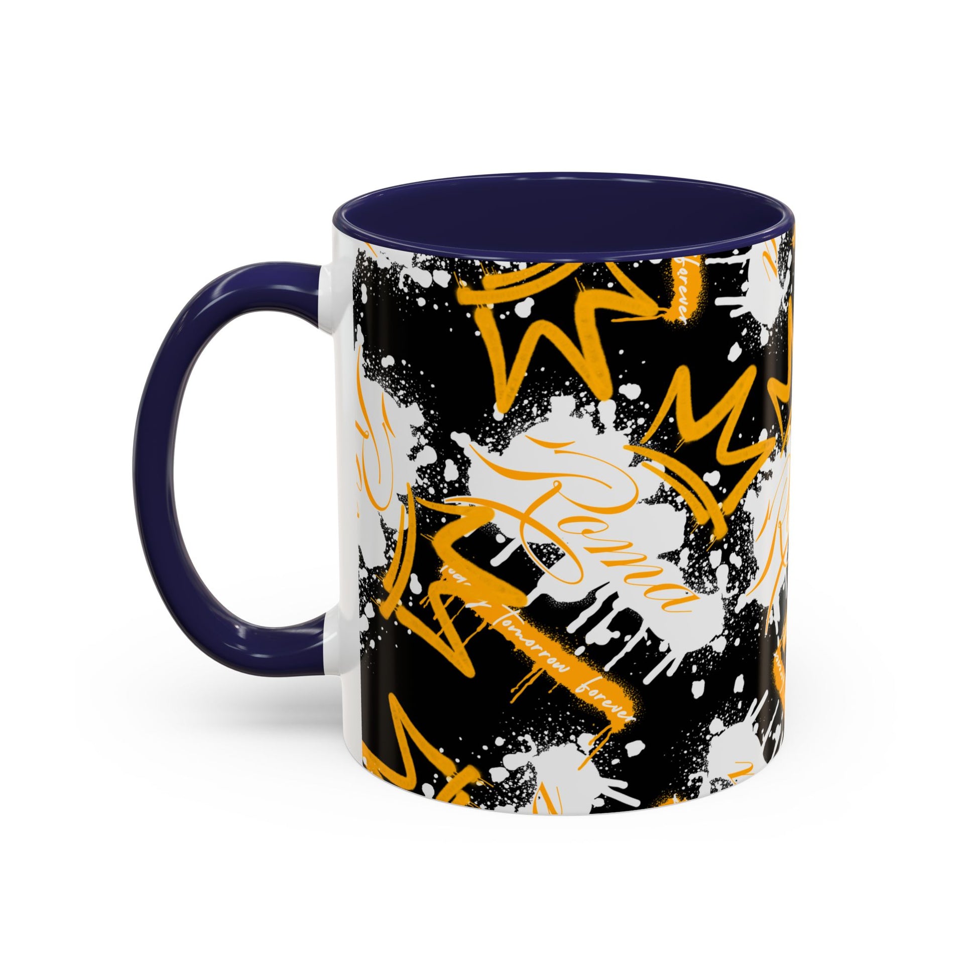 Mug displaying ROMA text in a bold block font against a plain background.
