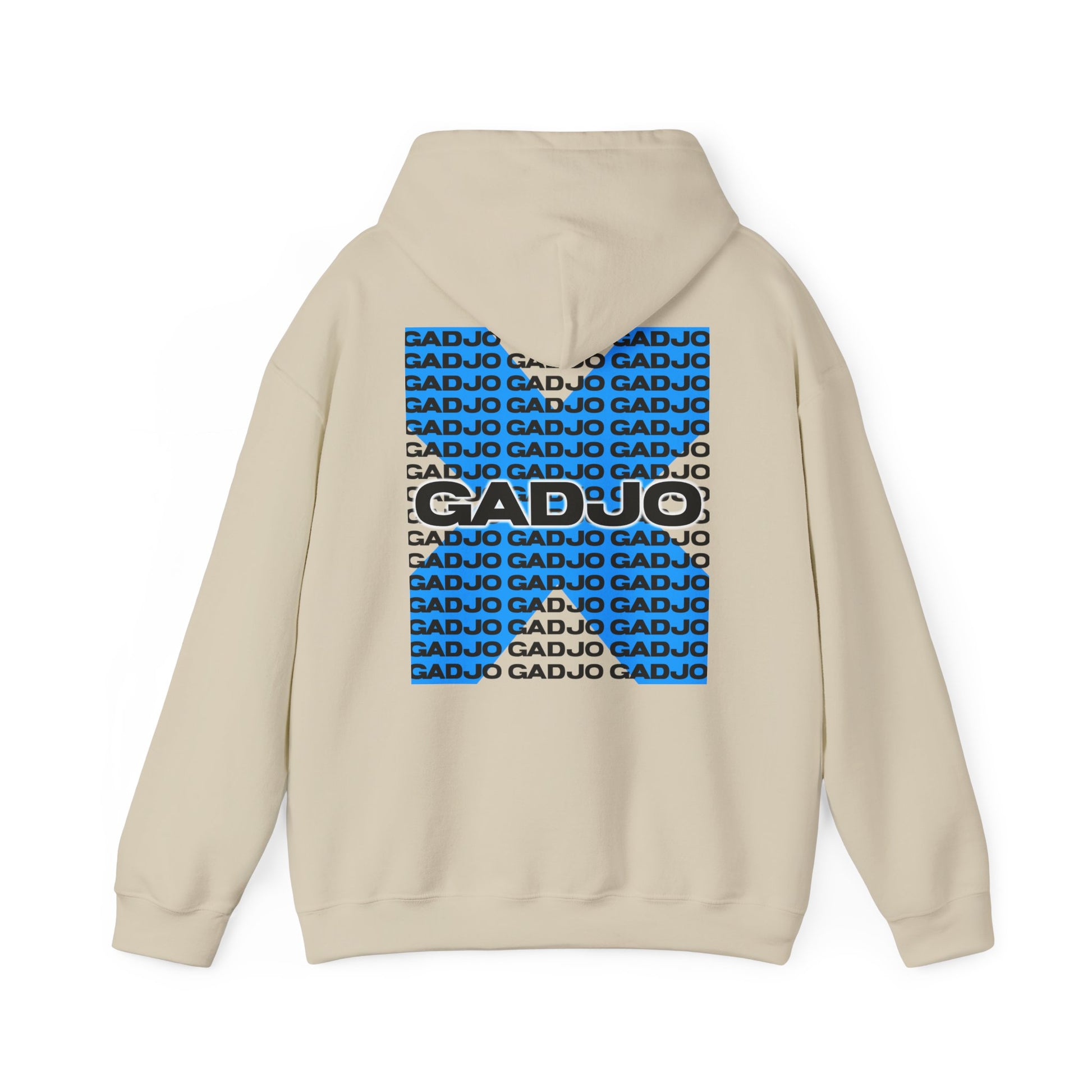 Relaxed-fit hoodie with “GADJO” scripted in cursive across the front pocket area.

