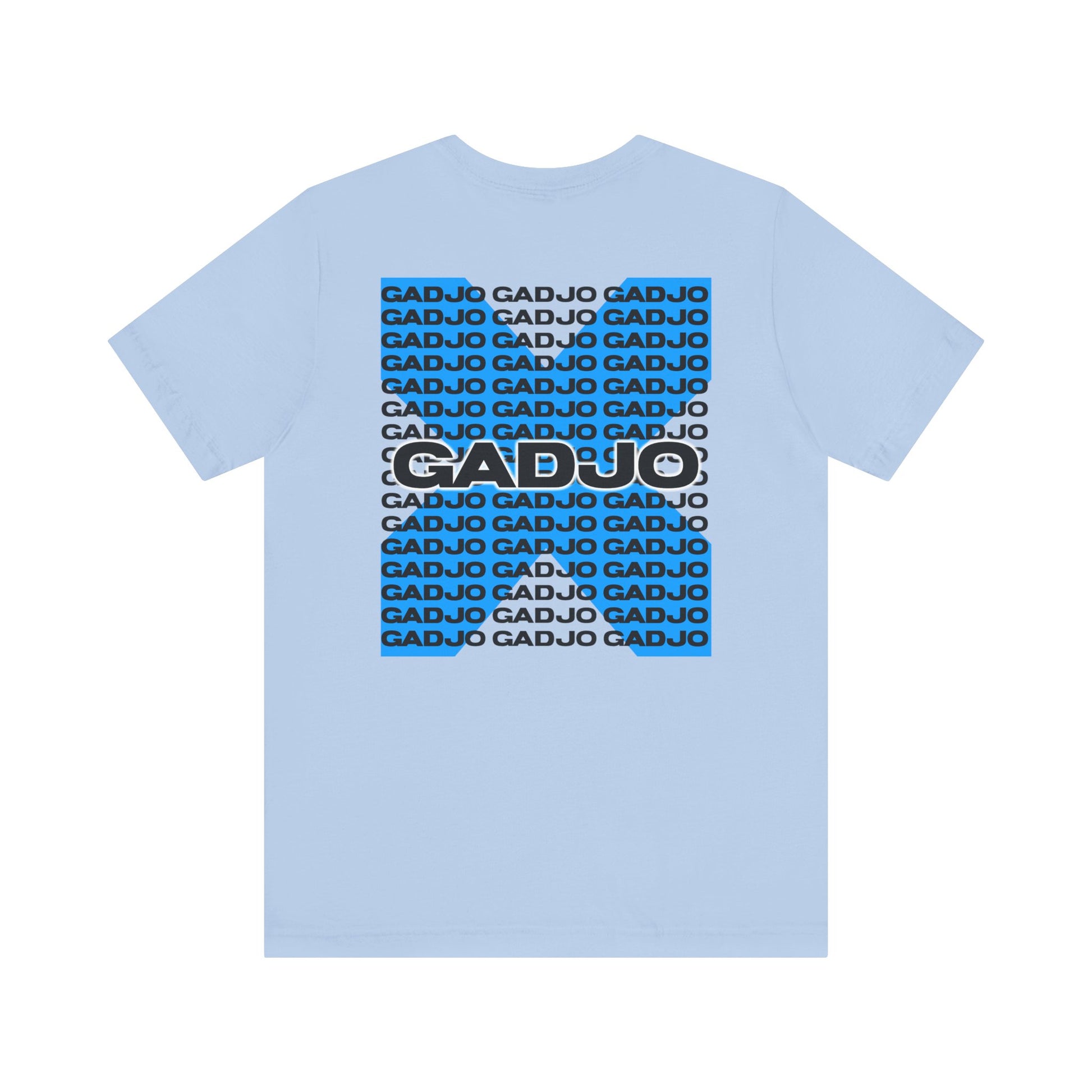 Short sleeve t-shirt with simple yet striking GADJO text across the front.