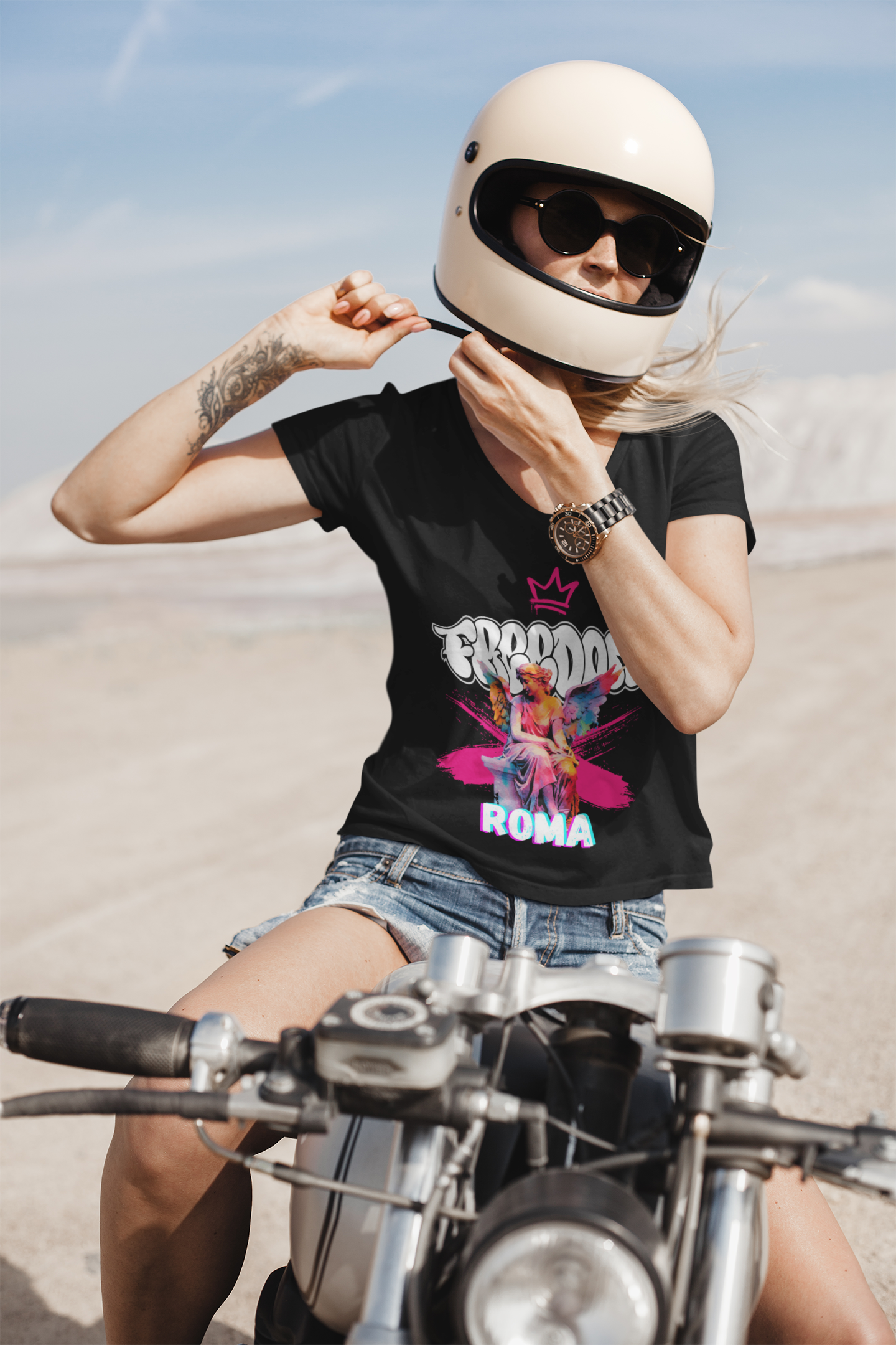 t-shirt-mockup-featuring-a-woman-on-a-motorcycle-in-the-desert